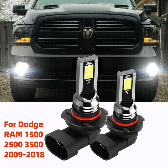 TEENRAM 2er Set LED Nebelscheinwerfer Glühbirnen 9006 HB4 Weiß 6000K für Dodge RAM 1500 2500 3500 (2009-2018) - Bild 1