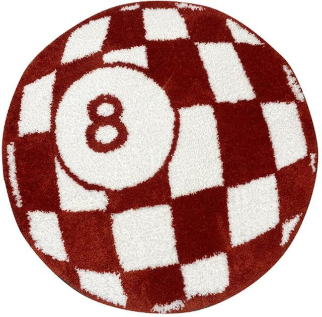 Runder 8-Ball Teppich von Lodestar in Schwarz und Rot, rutschfest und schmutzabweisend, Durchmesser: 100 cm - Bild 1