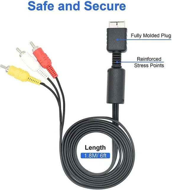 VIKEFON RCA Audio-Video Adapter Kabel für PlayStation PS1 PS2 PS3 Konsole auf LCD-Monitor und Fernseher, Multicolor - Bild 1