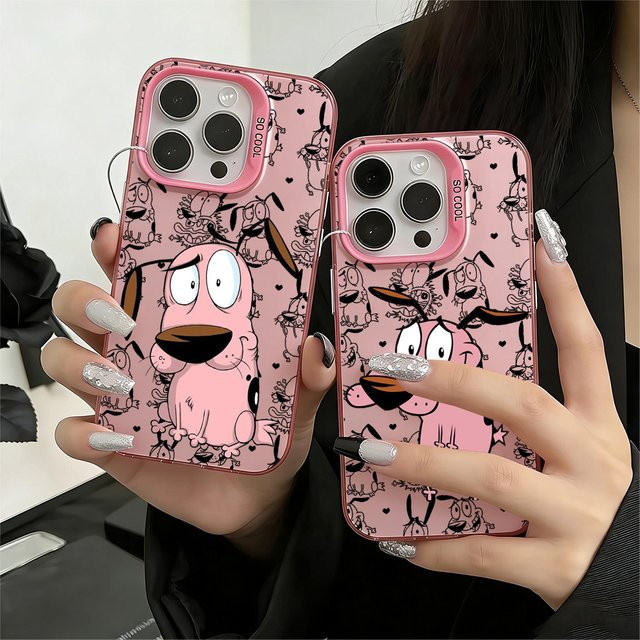 Samsung Galaxy S26 S25 S24 S23 S22 S21 Ultra Plus Handyhülle Courageous Cowardly Dog Matte Anti-Fall Schutzhülle in Pink - Bild 1