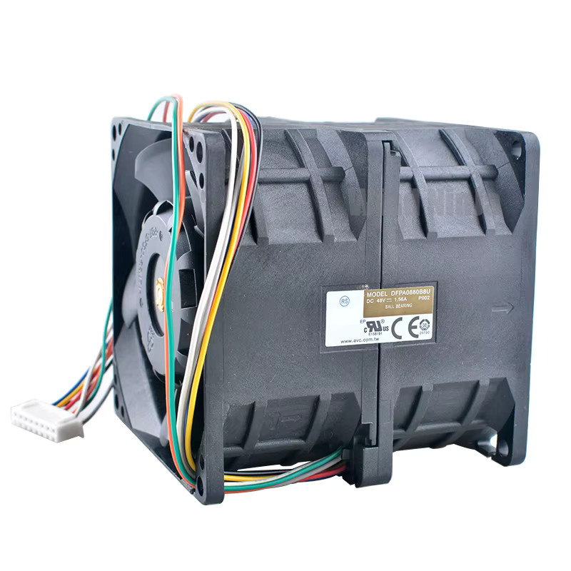ANCHAOPU Hochgeschwindigkeits-Lüfter mit zwei Motoren, Schwarz, B/T/H: 80 x 80 x 80 mm, DC48 V, 1,56 A, 12000 U/min, für Serverschränke - Bild 2