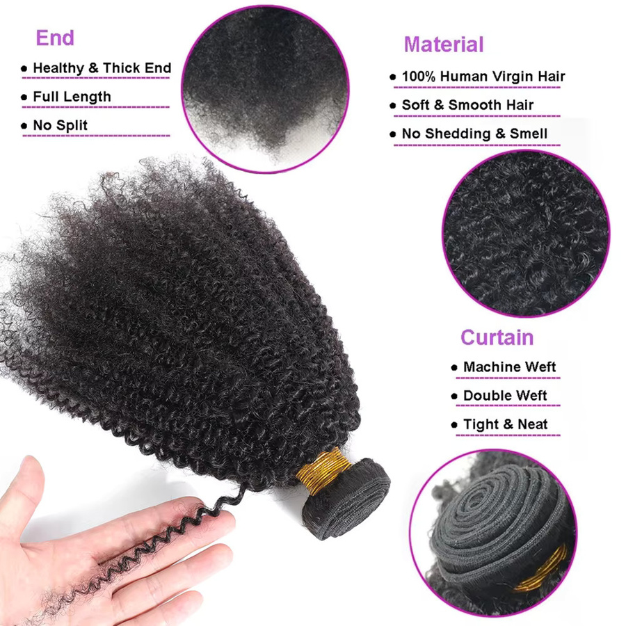Dula A Hair Afro Kinky Krullend Menselijk Haar Bundels, Unisex - Bild 3