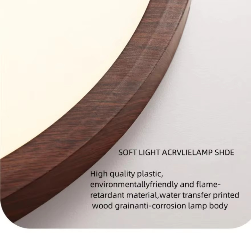 Moderne LED-Deckenleuchte von Caron Keke in runder Form mit Holzmaserung in Walnuss Braun - Bild 3