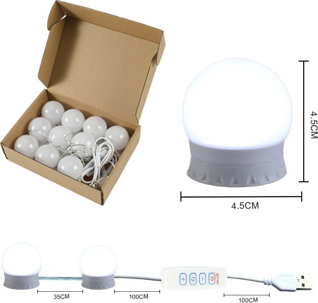 Xinyi LED Schminkspiegel Lampe mit Touch-Schalter und 3 Farben in Weiß aus Aluminium und PC - Bild 1