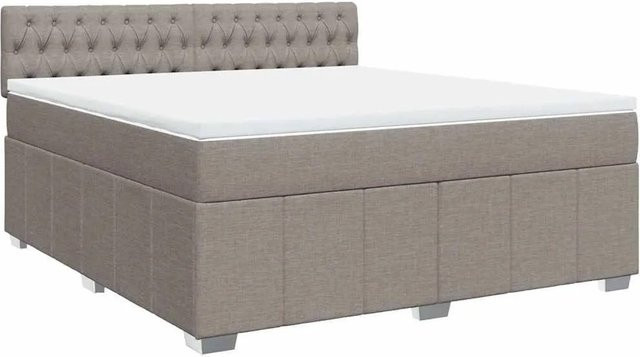 vidaXL Boxspringbett mit Matratze in Beige, Hybrid-Design mit USB-Ladeport und Unterbettbeleuchtung, B/T: 180 x 200 cm - Bild 1
