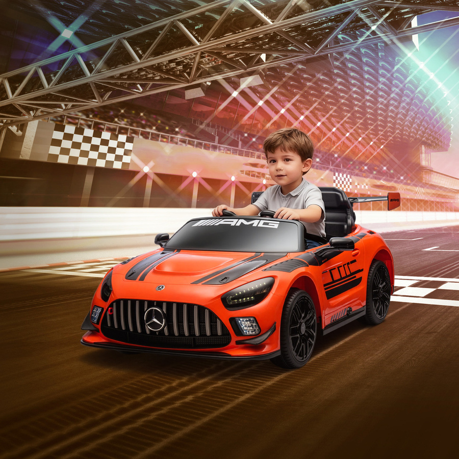 Aosom AIYAPLAY Mercedes-AMG GT3 Elektroauto für Kinder in Orange mit 12V, 2 Motoren und Fernbedienung - Bild 2