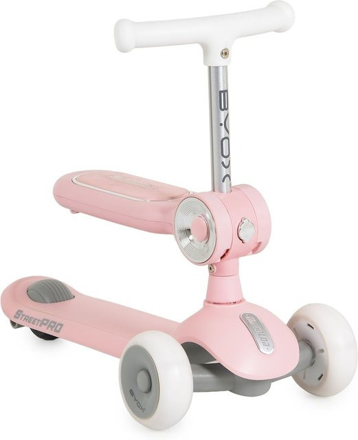 Byox StreetPro 2in1 Kinderroller, Laufrad, Musik, Licht, rosa - Bild 1
