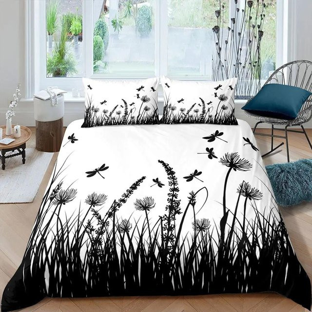 Libelle Bettwäscheset mit buntem Flügel-Design, Jersey-Material, Multicolor/Weiß, Breite: 135 cm, Länge: 200 cm - Bild 1
