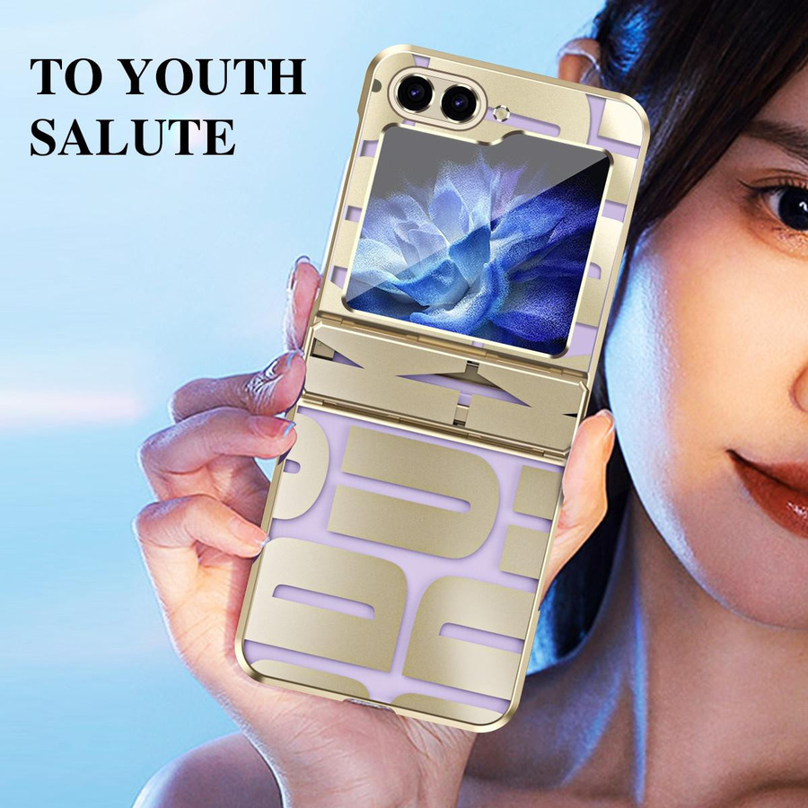 Samsung Galaxy Z Flip 5 5G Hard Case mit rutschfester Beschichtung in Transparent, Purple und Gold - Bild 2