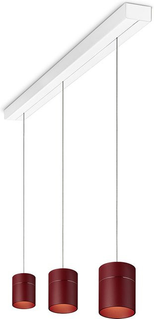 Oligo Tudor M LED-Pendelleuchte 3-flammig in Rot matt mit weißem Baldachin, Tunable White (2200K - 5000K), höhenverstellbar - Bild 1