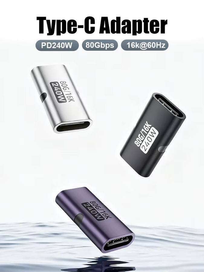 MOSHOU USB4 USB-C Adapter Buchse auf Buchse in Silber mit 80 Gbit/s, 240W PD Schnellladung und 8K@60Hz Unterstützung für MacBook und iPad Pro - Bild 5