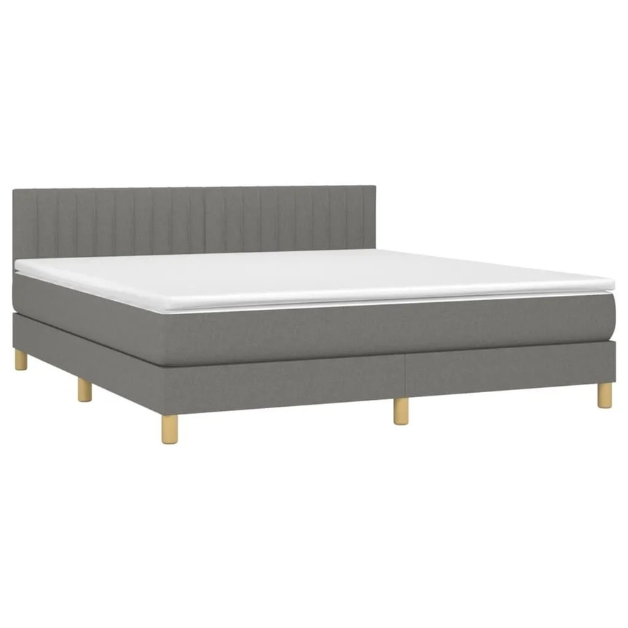 vidaXL Boxspringbett mit Matratze in Dunkelgrau, Hybridbett mit LED-Unterbettbeleuchtung und USB-Ladeanschluss, B/T: 180 x 200 cm - Bild 2