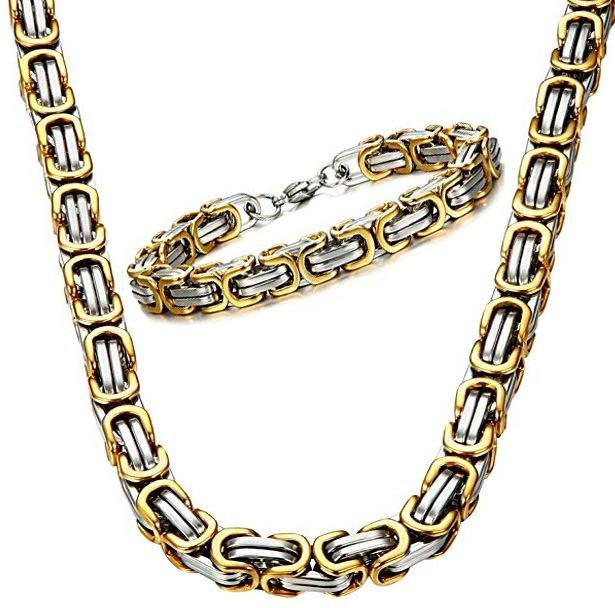 Lucky Star Jewelry Byzantinische Ketten, Edelstahl, Gold, Zirkonia, Unisex - Bild 1