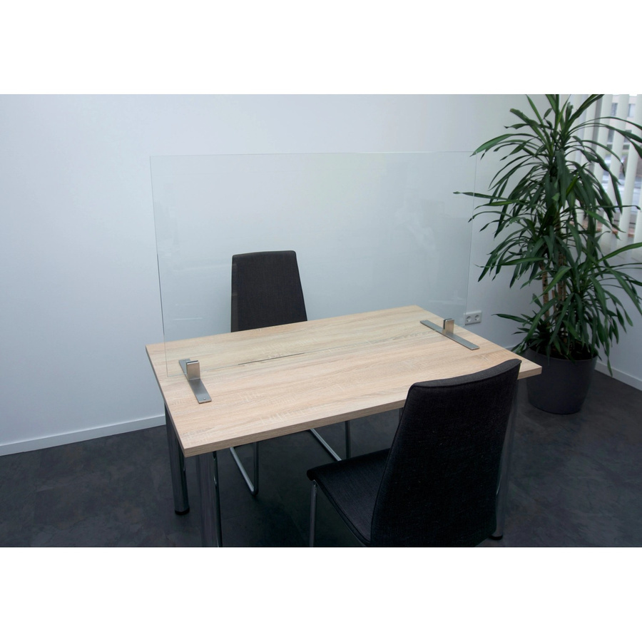 Skyscope Hygiene Schutzglas Set transparent mit 3 Edelstahl Standfüßen silber, B: 120 cm, H: 70 cm, Standfußhöhe: 35 cm - Bild 2