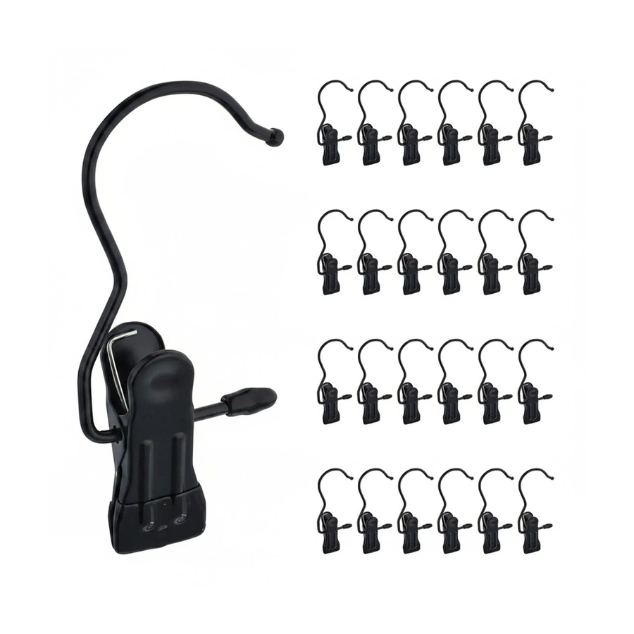 Relaxdays Stiefelklammern 25er Set aus Eisen und PVC in Schwarz, drehbar und rutschfest, B/T/H: 10,5 x 5 x 2 cm - Bild 2