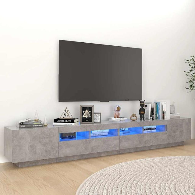 vidaXL TV-Schrank mit LED-Beleuchtung in Betongrau, B/T/H: 260 x 35 x 40 cm - Bild 3