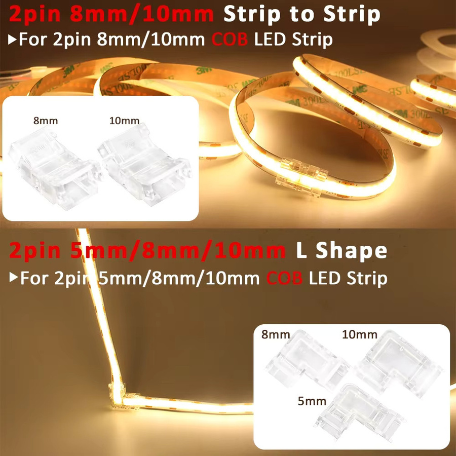 5er Set LED Streifen Stecker L-Form für COB SMD RGB CCT in Transparent, Breite: 5 mm, 8 mm oder 10 mm - Bild 3