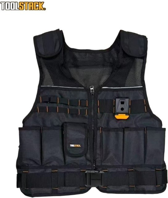TOOLSTACK Schwerlast-Arbeitsweste mit mehreren Taschen und verstellbaren Schultergurten, multifunktionale taktische Weste - Bild 1