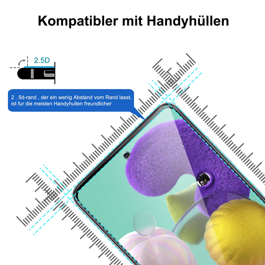 Samsung Galaxy A51 Displayschutzfolie aus gehärtetem Glas Crystal Mica 9H HD klar transparent - Bild 2
