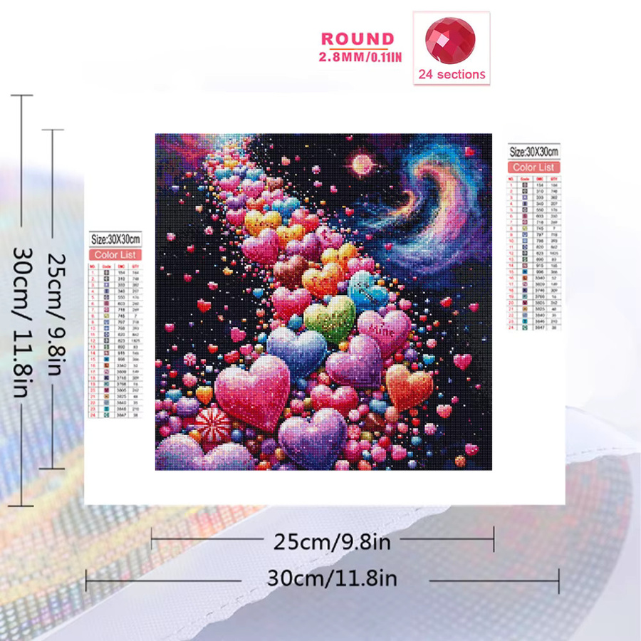 Evershine 5D Diamant-Mosaik Stickerei Liebesherz in Multicolour mit Vollquadrat-Drill-Technik - Bild 2