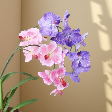 3er-Set Künstliche Orchideen von Kahaul, Phalaenopsis Blumen in Beige und Multicolour, Lange Zweige für Innen- und Außendekoration, Hochzeit und Garten