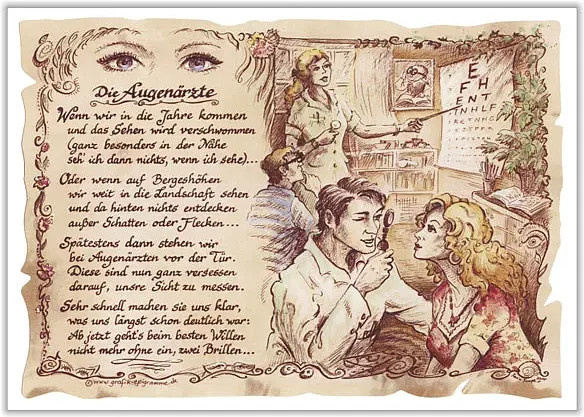 Vintage Zunftbild Augenarzt als Poster auf Antikpapier in A4-Format, mehrfarbig - Bild 1