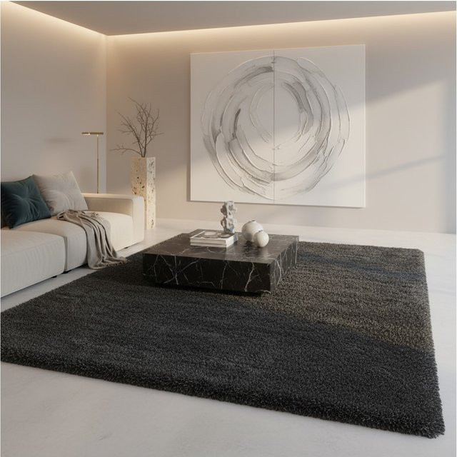 Hochflorteppich KADIMA DESIGN, einfarbig, Grau, B: 240 cm, T: 340 cm - Bild 1