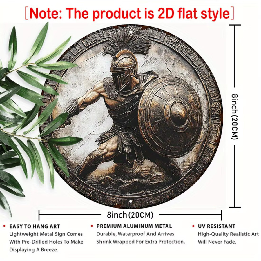 CIFBUY Antiker Griechischer Krieger-Schild als 2D-Metall-Wandkunst aus Aluminium, Farbe: Braun, Durchmesser: 20,3 cm - Bild 3