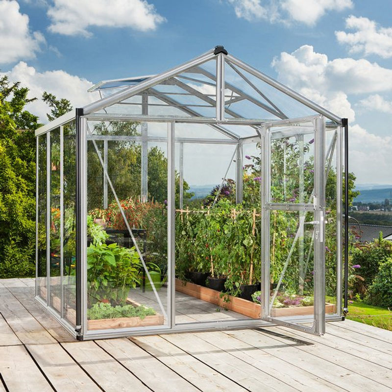 Vitavia Gewächshaus Zeus in Silber mit Aluminiumrahmen, ESG-Glas und Polycarbonat, 6,25 m² - Bild 4