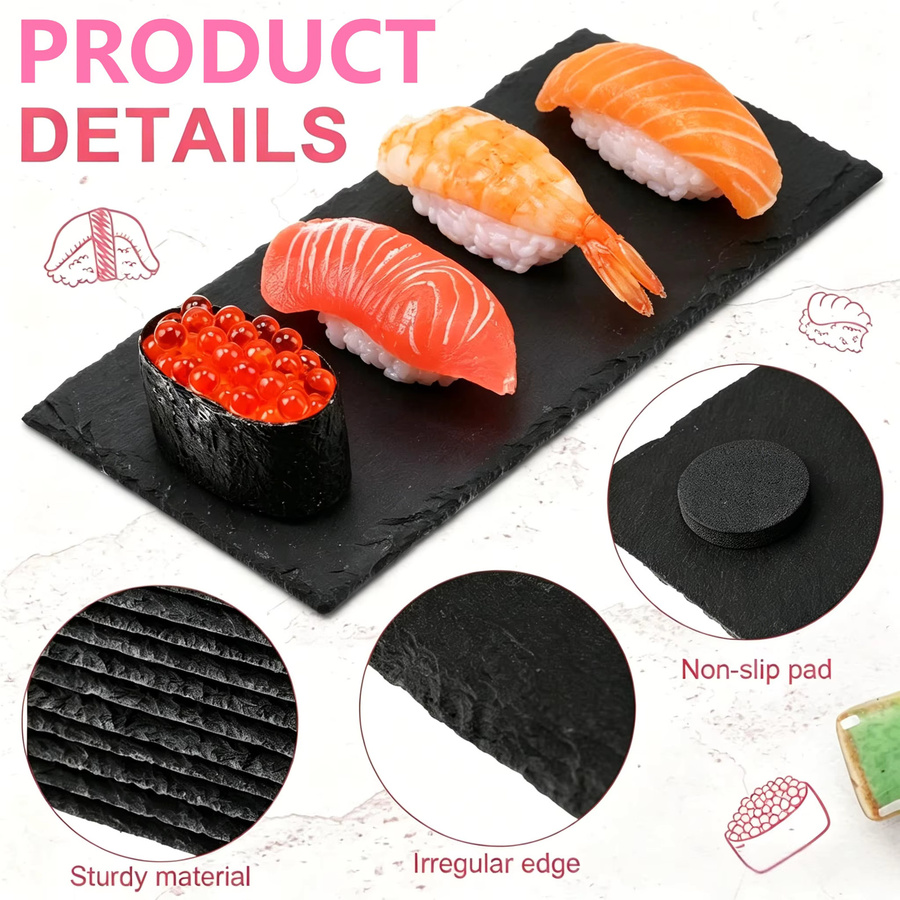 Dofiki Set aus Schieferplatten aus Naturstein, Schwarz, B: 20 cm, H: 10 cm, T: 10 cm - Bild 5