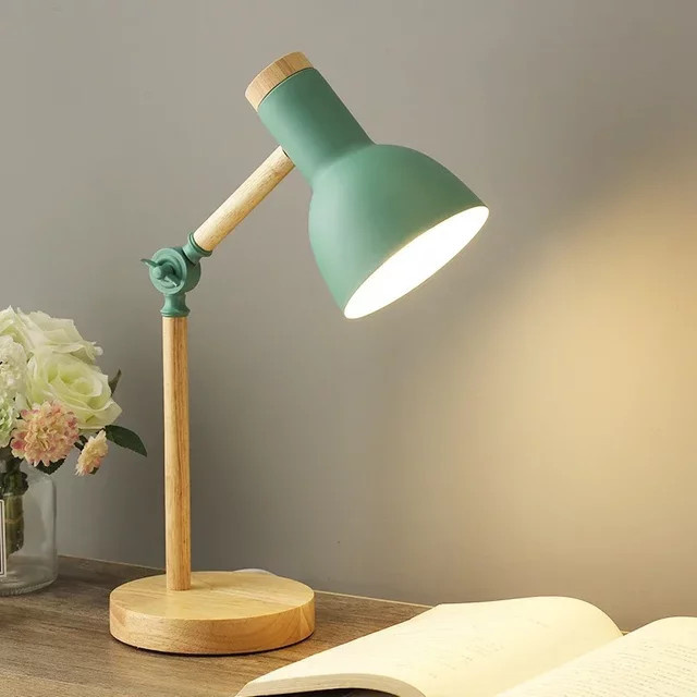 Claeted Nordic Tischlampe aus Holz mit verstellbarem LED-Kopf in Warmweiß - Bild 1