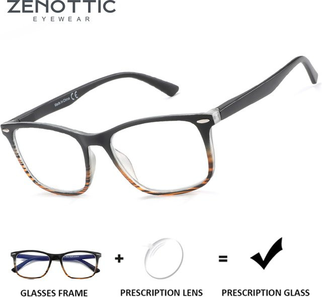 ZENOTTIC Korrektionsbrille, quadratisch, Vollrand, Unisex, photochrom, Blaulichtfilter - Bild 1