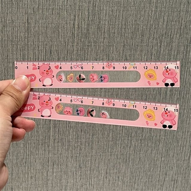 LOOPY Schwingendes Lineal mit niedlichem Biber Motiv in Pink für Schüler und kreatives Zeichnen - Bild 1