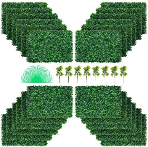 VEVOR Künstliche Buchsbaumplatten Set aus 24 Stück, Grüner Sichtschutz aus PE für Wanddekoration und Garten, B/H: 60 x 40 cm - Bild 1