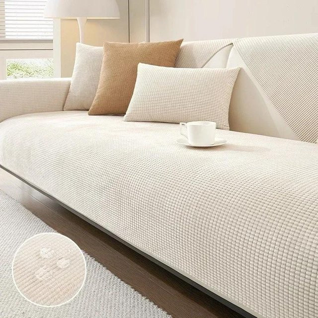 Rutschfester Polarfleece Sofasitzbezug von Yiran Furniture in Beige, kratzfest und modern, Breite: 70 cm, Tiefe: 70 cm - Bild 1