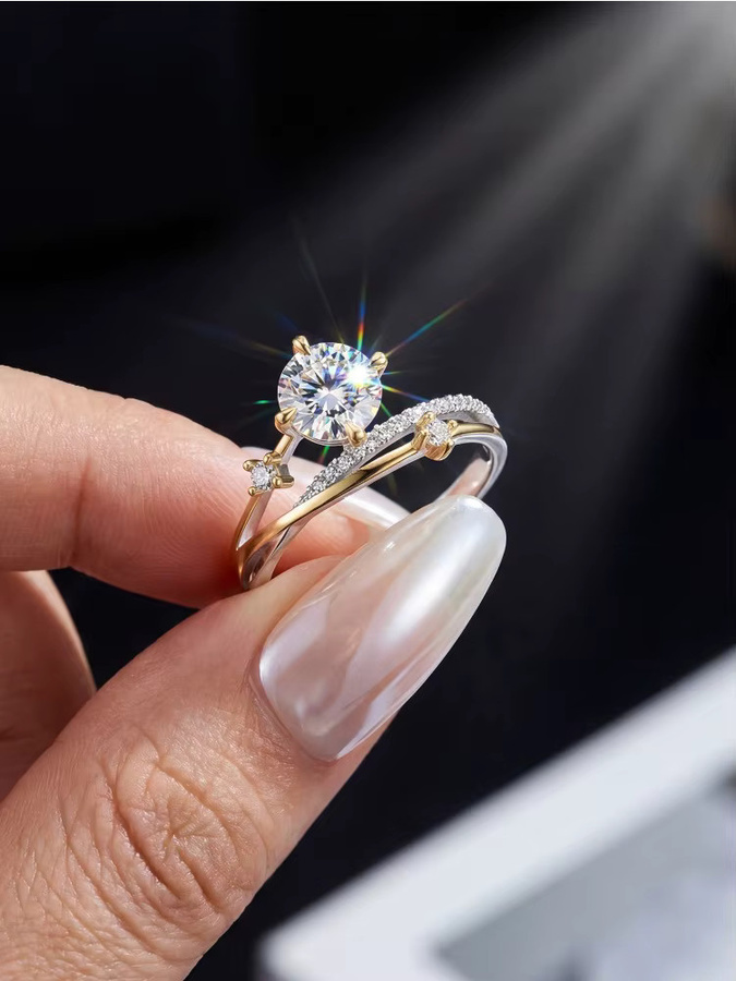 Star Trading Eheringe, 925 Silber, Moissanit-Diamant, Damen - Bild 2
