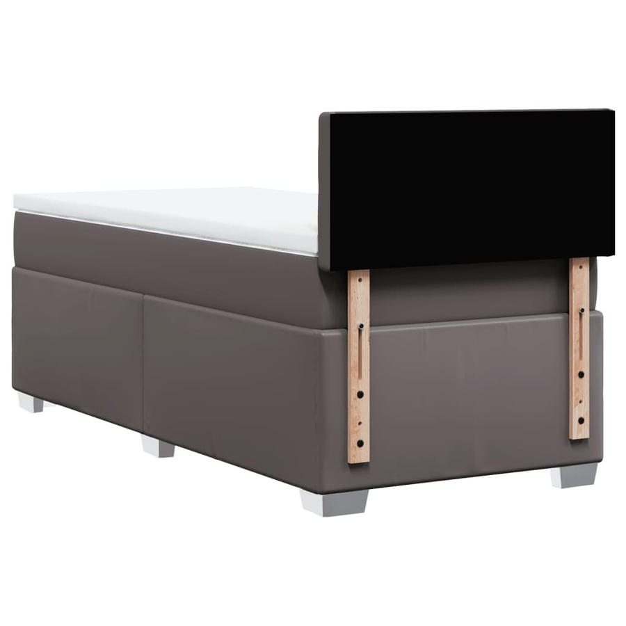 vidaXL Boxspringbett mit Matratze in Grau aus Kunstleder, B/T/H: 100 x 200 cm - Bild 2