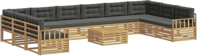 vidaXL Sofagarnitur aus Massivholz Akazie im Latten-Design, lackiert, Farben: Anthrazit, Weiß, Grau - Bild 1