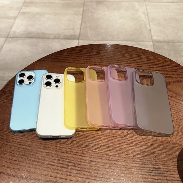 Ultradünne Silikonhülle für Apple iPhone 12 bis 17 Pro Max Plus, matte und transparente Schutzhülle in Bonbonfarben - Bild 1