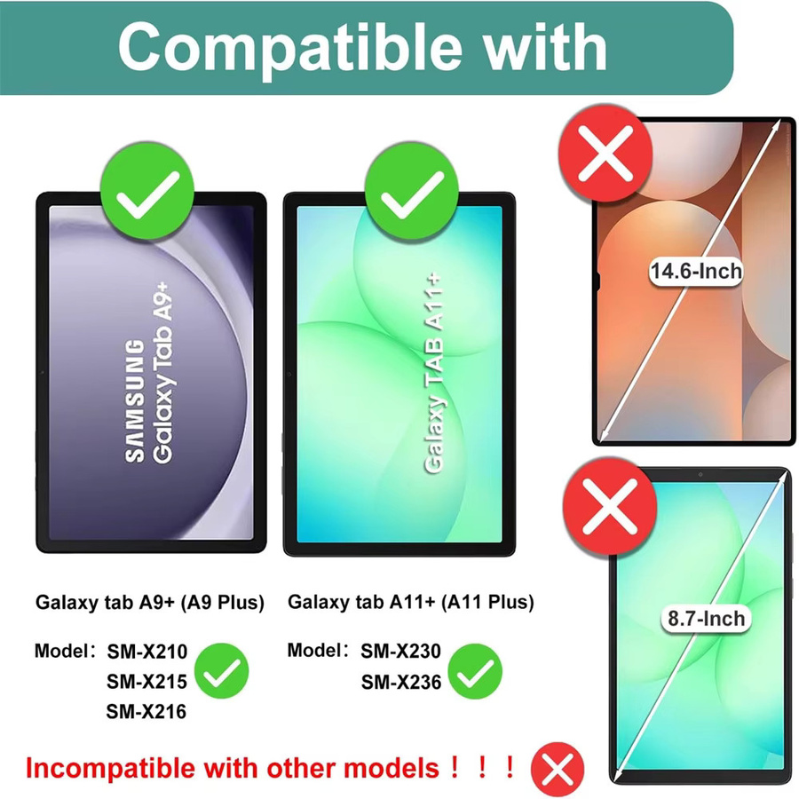 Samsung Displayschutzfolie aus Hartglas für Galaxy Tab A11 Plus A9+ 11 Zoll, transparent - Bild 2