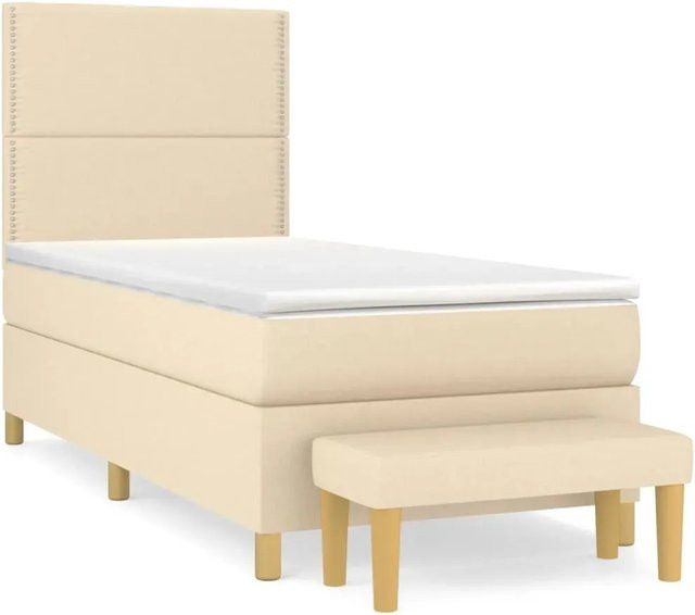 vidaXL Hybrid-Boxspringbett mit Matratze in Creme, B/T: 90 x 200 cm - Bild 1