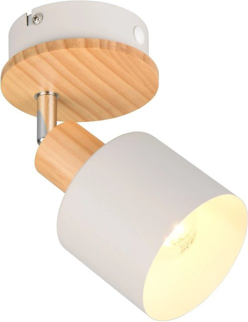 Trio Strahler Shanti LED Wandleuchte aus Metall und Holz in Warm-Grey B/T/H: 15 x 9 x 15 cm - Bild 1
