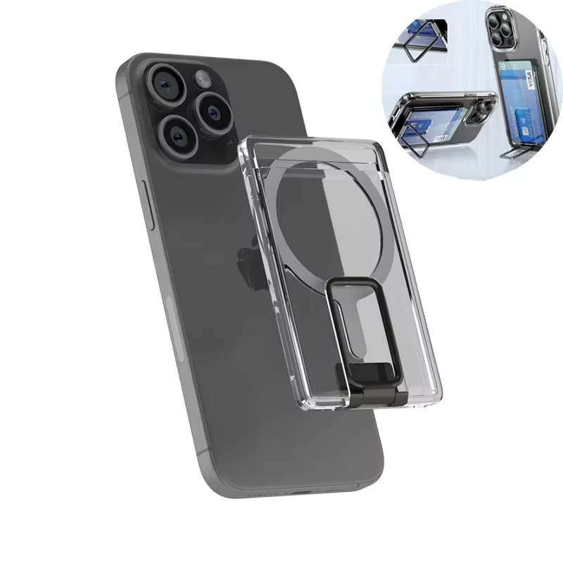 Magnetische Metall-Kartenbrieftasche und transparente MagSafe Hülle für Samsung Galaxy S26 Ultra, S25 Ultra, S24 Ultra und S23 Plus in Silber - Bild 2