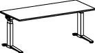 Schäfer Shop Genius ERGOSTYLE S Schreibtisch elektrisch höhenverstellbar, Rechteck, C-Fuß mit Memory Master, Ahorn/weißaluminium, B: 180 cm, T: 80 cm, H: 63,5-130,5 cm - Bild 1