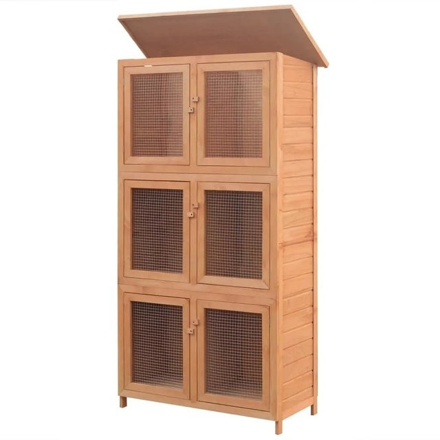 vidaXL Kleintierstall aus Tannenholz mit 6 Boxen, Braun, B/T/H: 180 x 80 x 48 cm - Bild 1