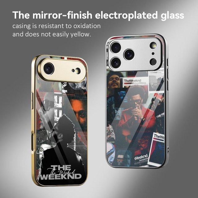 The Weeknd Singer Handyhülle für Apple iPhone 17 16 15 14 13 12 Pro Max Plus mit galvanisiertem Metall-Bumper in Multicolour, stoßfeste Schutzhülle - Bild 1