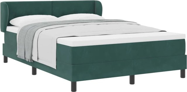 vidaXL Boxspringbett mit Matratze aus Samt in Dunkelgrün, B/T/H: 140 x 190 x 24 cm - Bild 1
