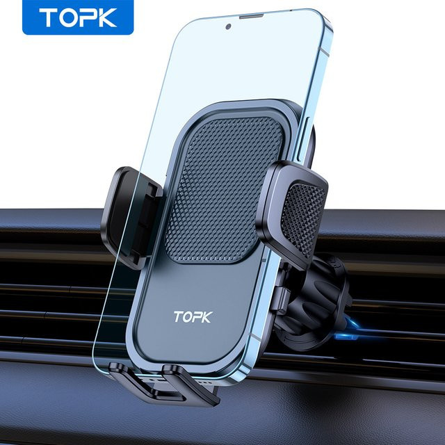 TOPK D40G Autotelefonhalterung mit Metallhaken für die Lüftungsschlitzhalterung, 360 Grad rotierbar, Schwarz, kompatibel mit iPhone 15, Samsung und allen Smartphones - Bild 1