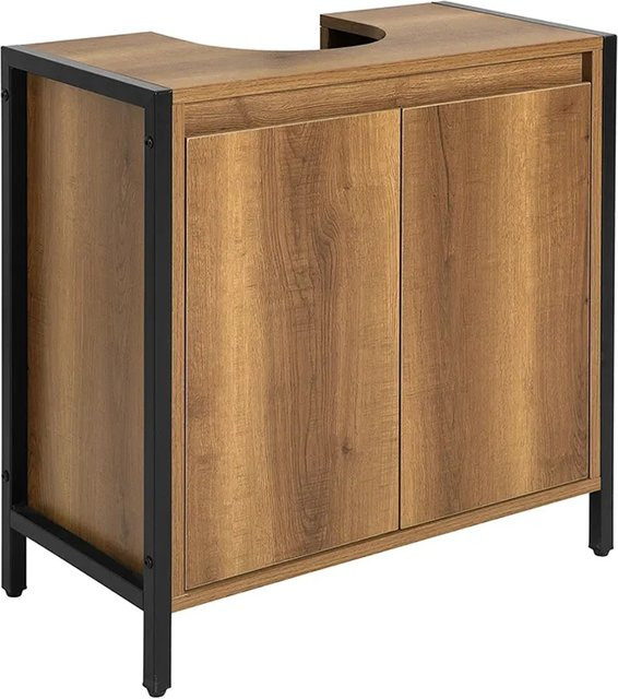 SoBuy Waschbeckenunterschrank mit 2 Türen in Braun im Vintage-Design, B/T/H: 60 x 30 x 30 cm - Bild 1