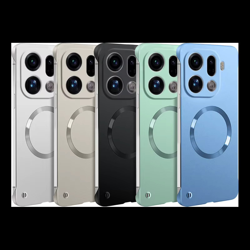 Magnetische Schutzhülle mit Metallic-Lackierung für OPPO Find X9 X8 X8S X7 Pro Reno 15 Ultra, rahmenlose PC-Hartschale, Farbe: Silber - Bild 4